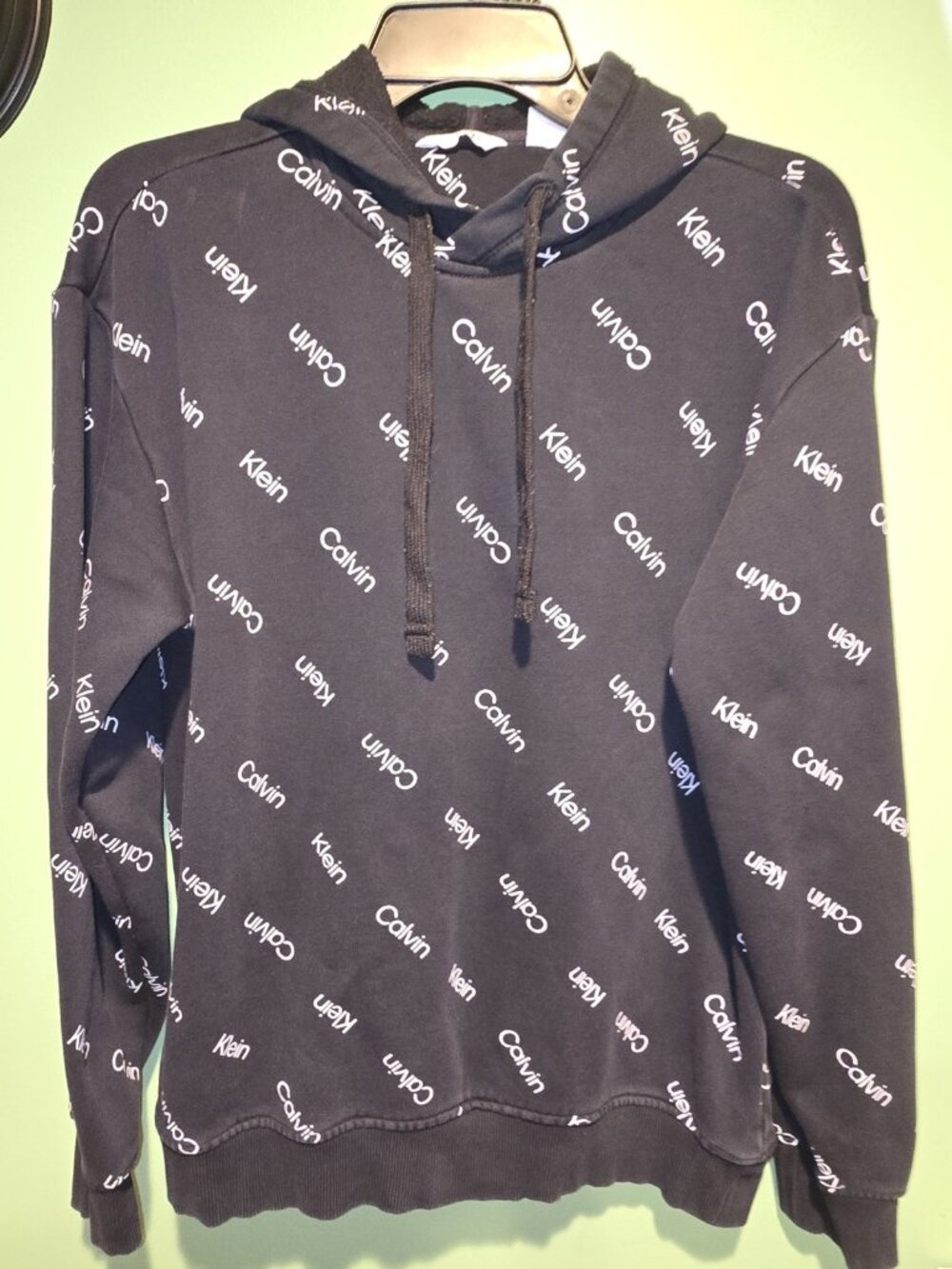 Calvin Klein Men's All Over Logo Hoodie Black Size Small
